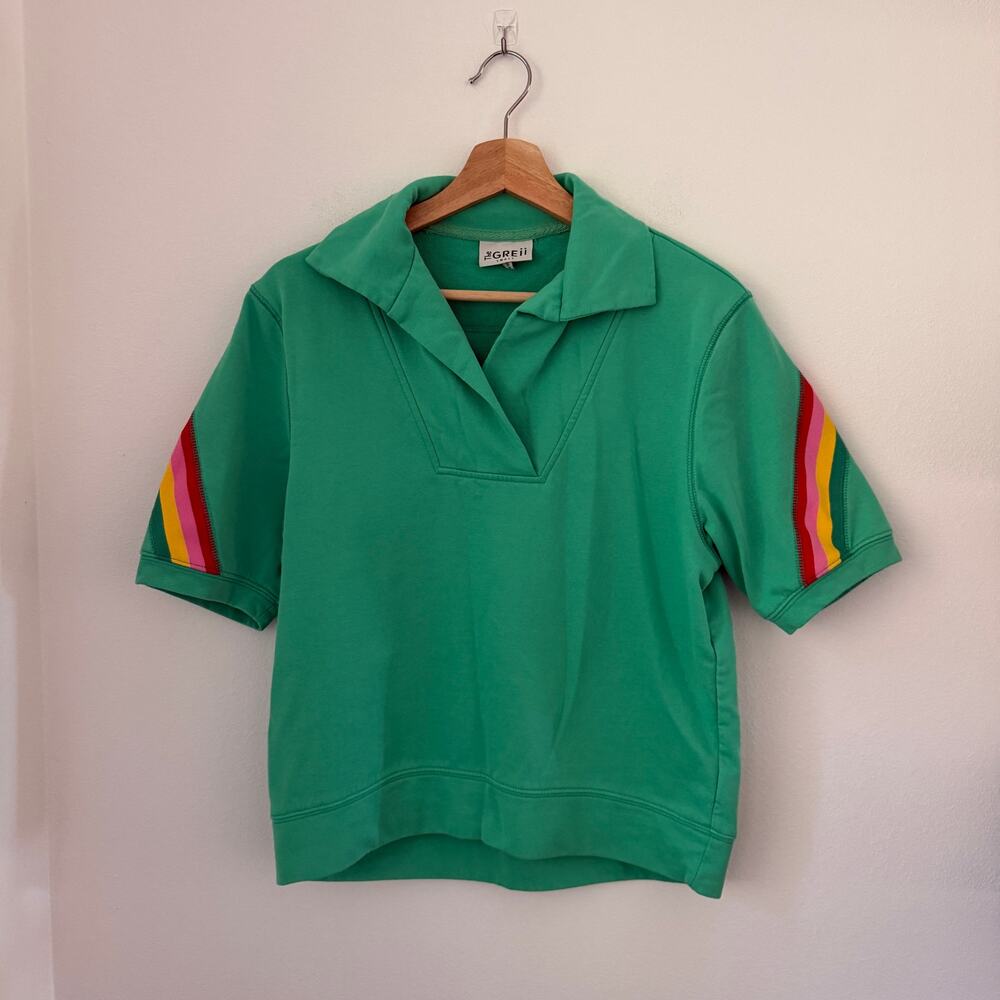 The Greii Collared Short Sleeve Sweatshirt Sz Small